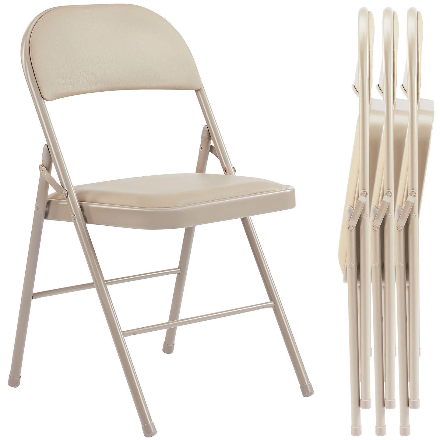 JHK Leather Padded Folding Chair 4 Pack With Metal Frame