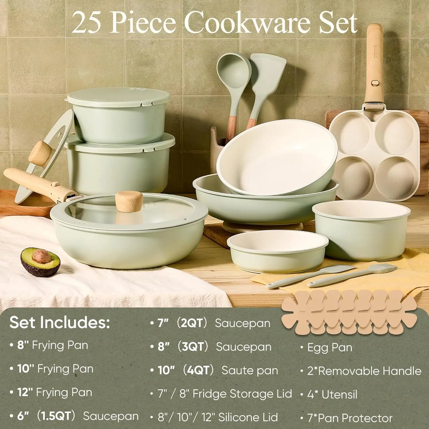 Cookware Sets Ceramic Non-Stick With Oven And Dishwasher Safety