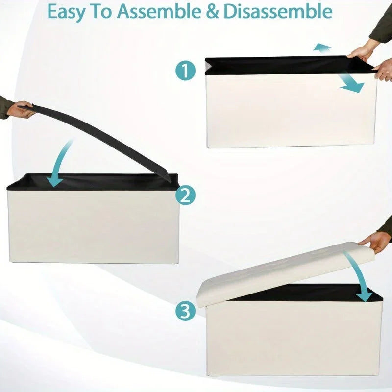 Storage Ottoman Bench Soft Upholstered Foot Rest For Living Room