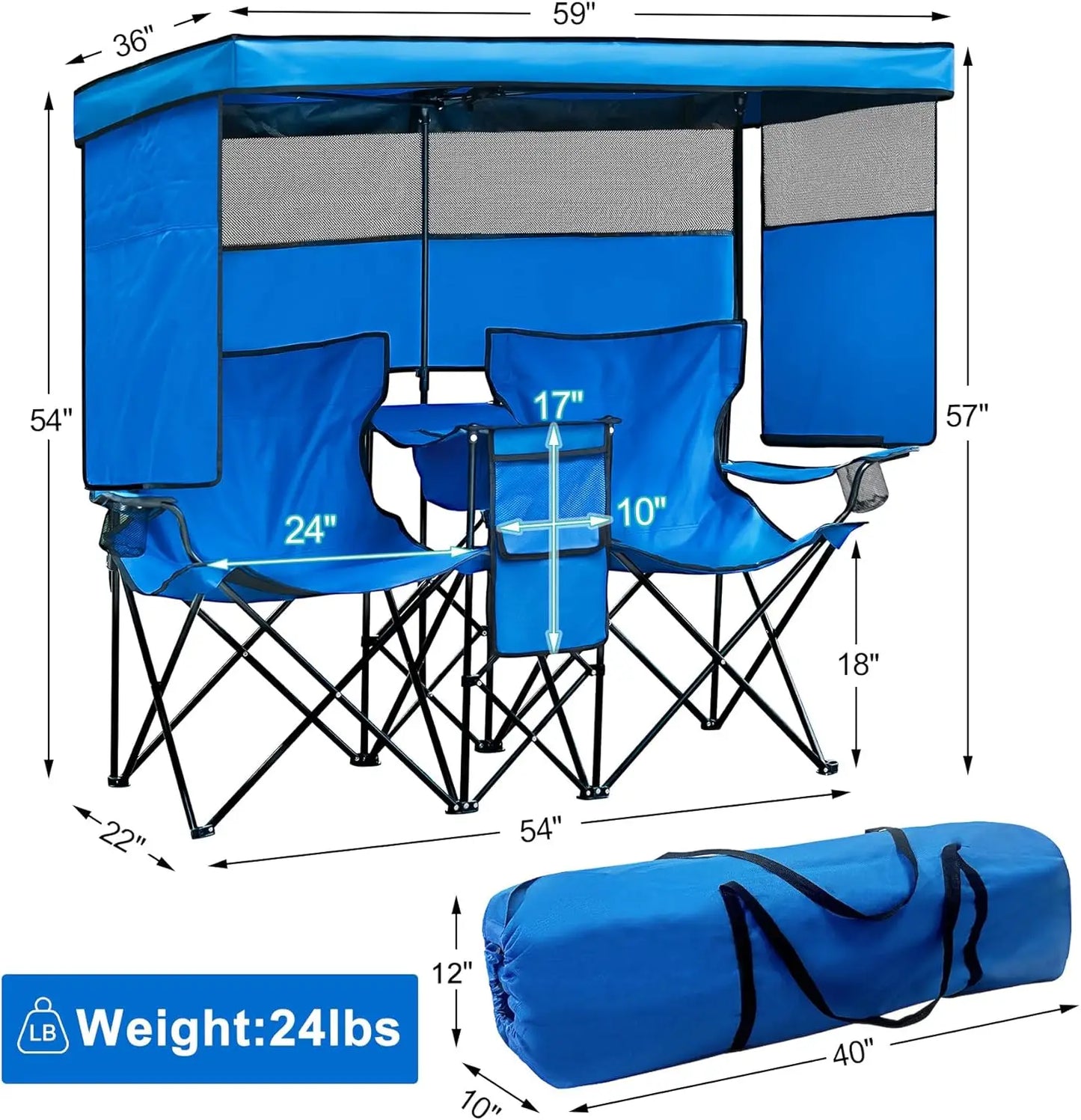 Beach Chair With Canopy Shade Folding Outdoor Heavy Duty