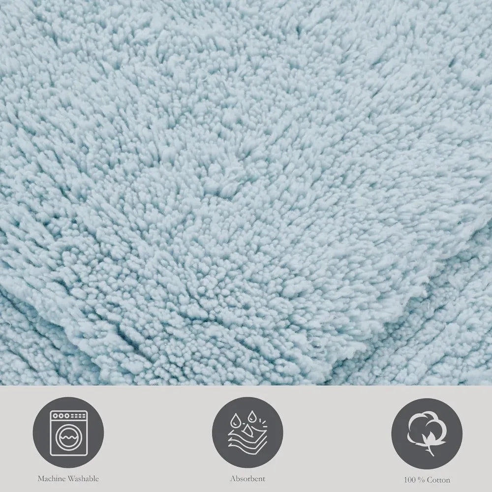 Bath Mat Set Cotton Plush Non Slip 2Piece Luxury Essentials