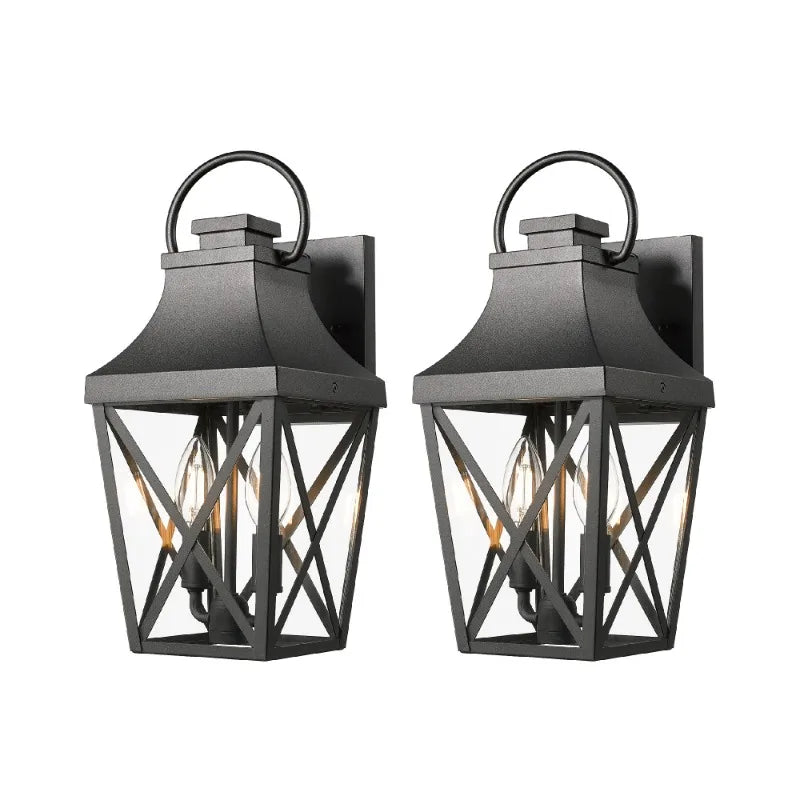 CHUBAN Outdoor Wall Light Matte Finish Clear Glass 2 Pack