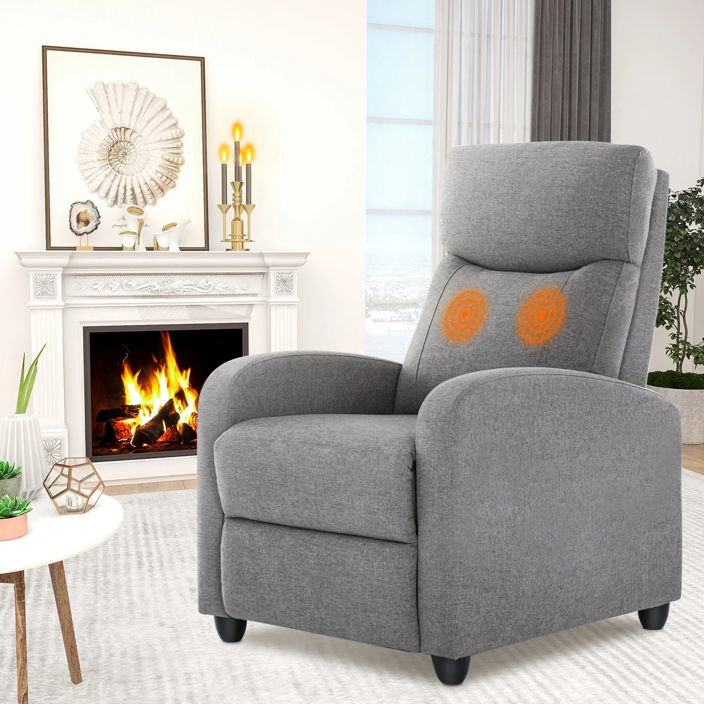 JHK Recliner Chair Massage Sofa Fabric Living Room