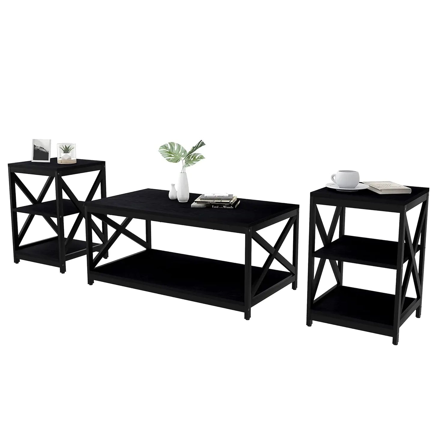 Coffee Table Set Industrial X-Design For Living Room