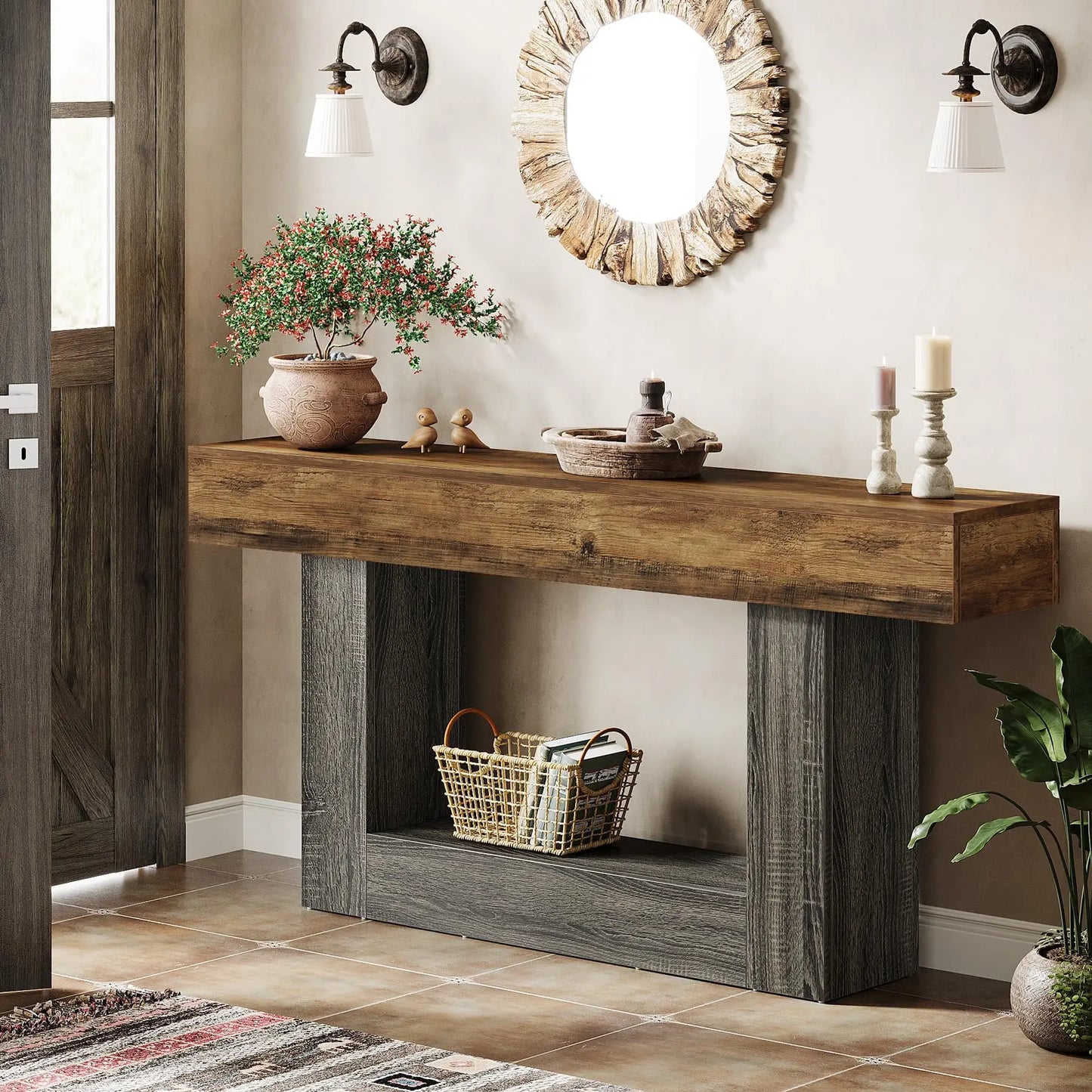 Tribesigns Console Table Farmhouse-Style Entryway Table