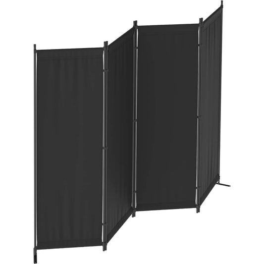 Room Divider, 4-Panel Alloy Steel Folding Screen, Pedestal Feet
