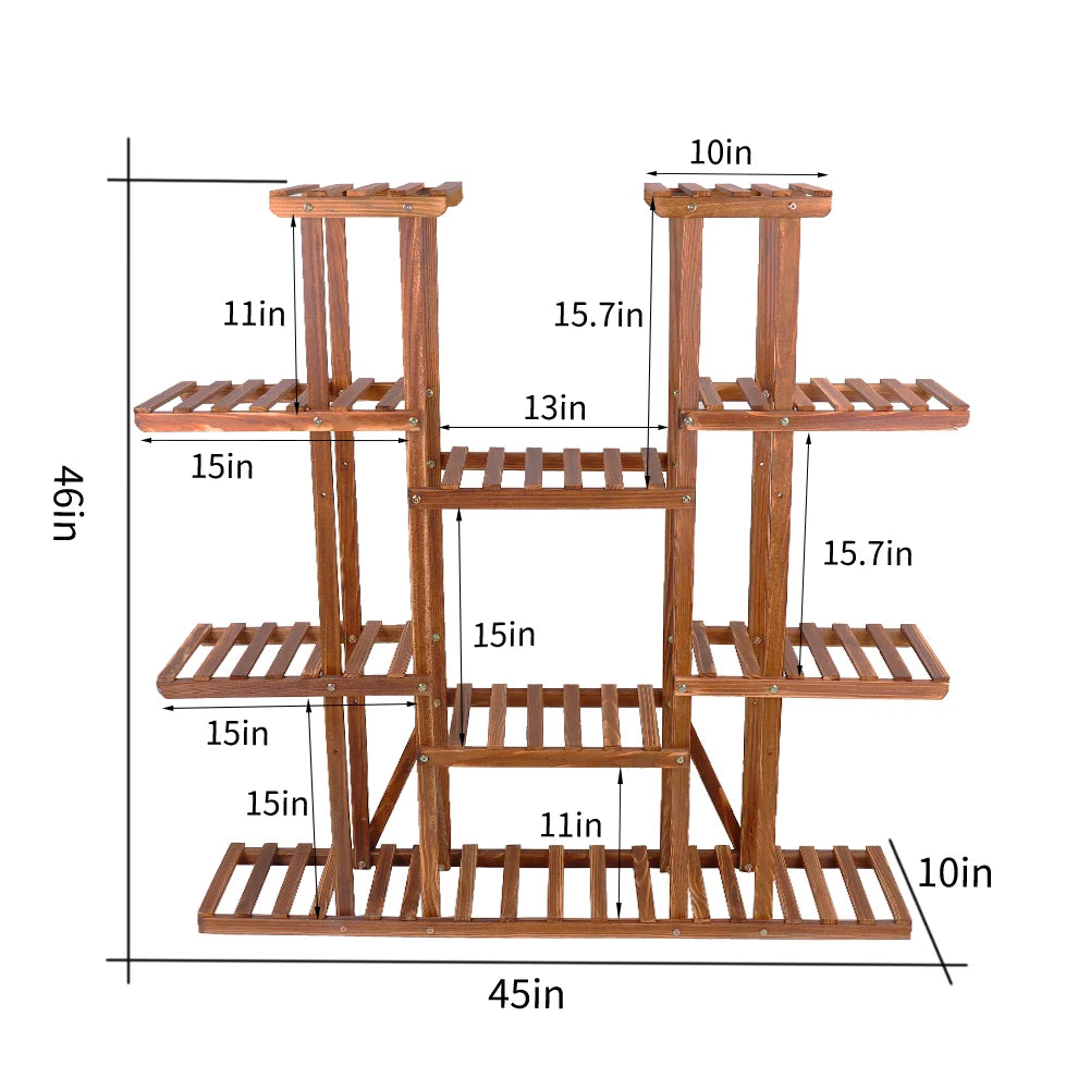Hign-concerned Large 11-Tier Wooden Plant Stand Garden Shelf