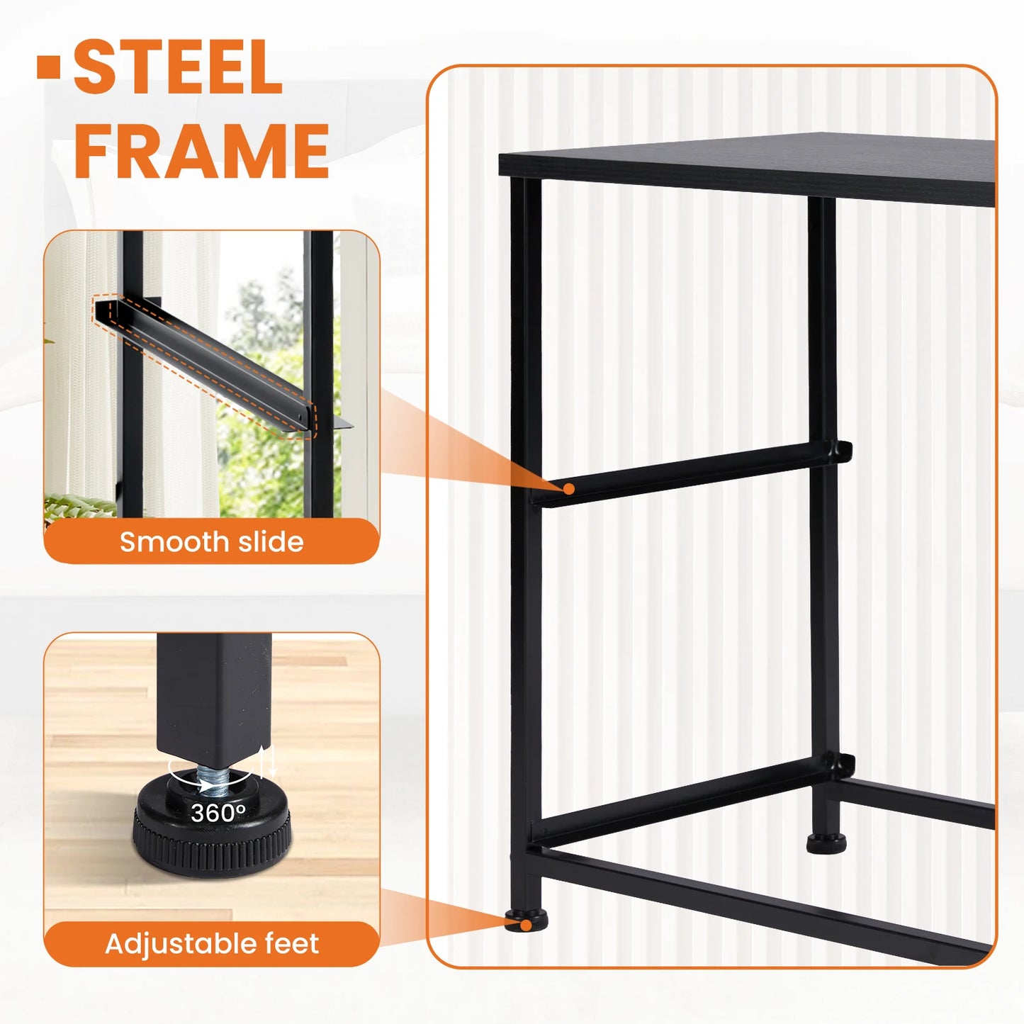 JHK Modern Morocco Style Nightstand With Two Fabric Drawers