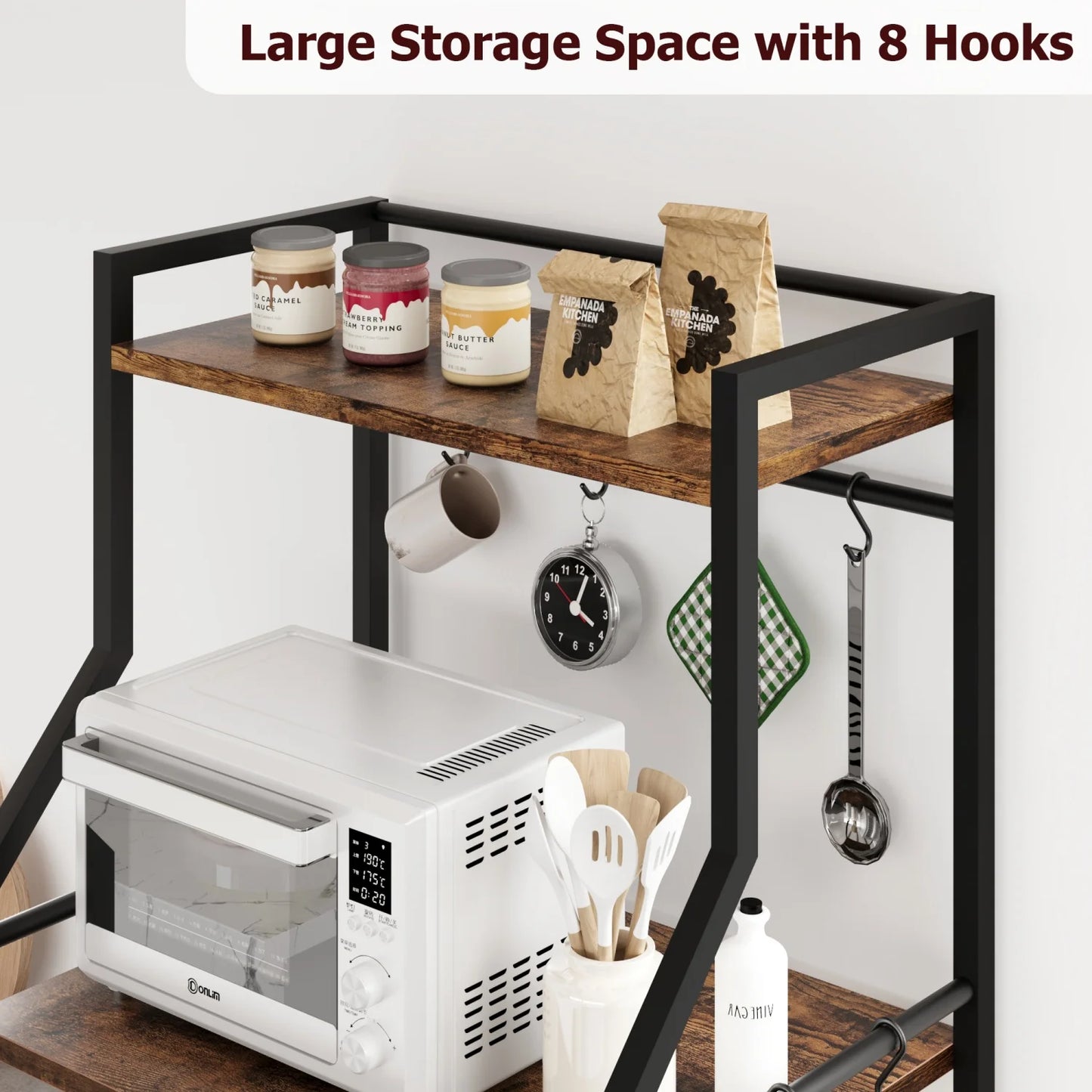 HiMISS Baker's Rack Industrial Microwave Stand Kitchen Storage