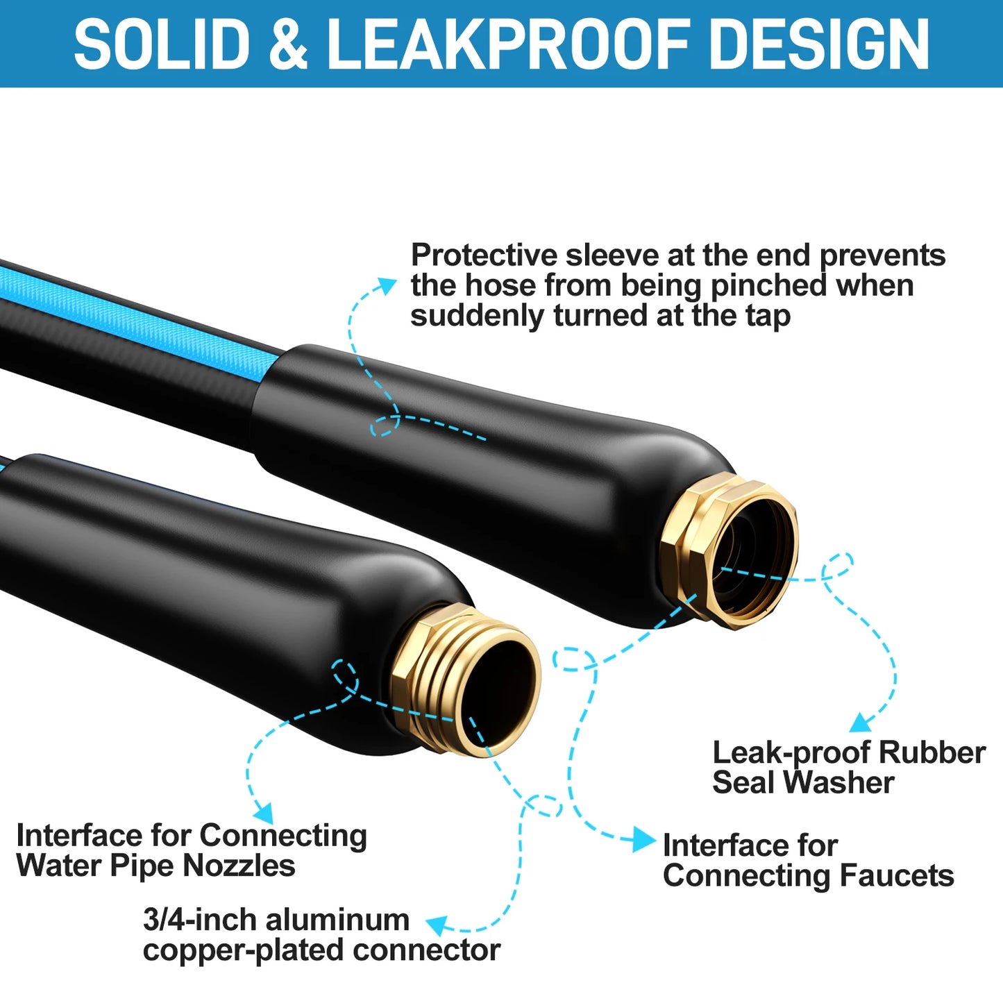 GardenJoy Garden Hose Heavy-Duty PVC Flexible Outdoor Water Hose