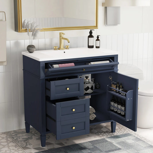 Sh.Kl Bathroom Vanity With Ceramic Sink Soft Close Doors