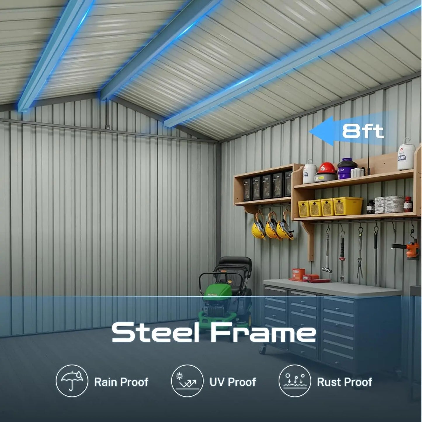 Outdoor Storage Shed Metal Construction For Garden Tools