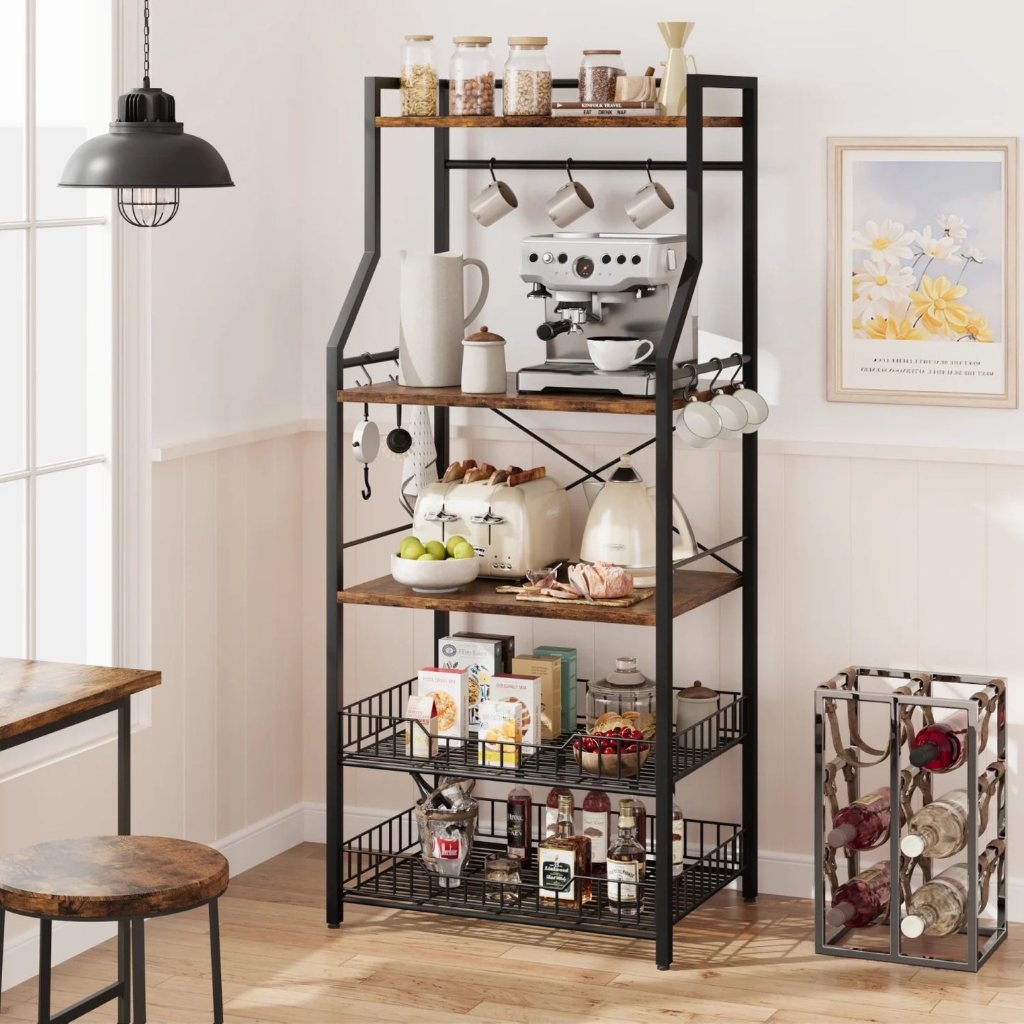 HiMISS Baker's Rack Industrial Microwave Stand Kitchen Storage