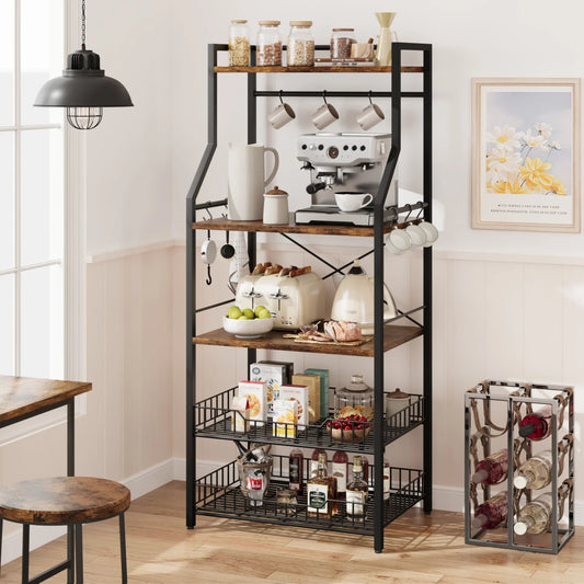 HiMISS Baker's Rack Industrial Microwave Stand Kitchen Storage
