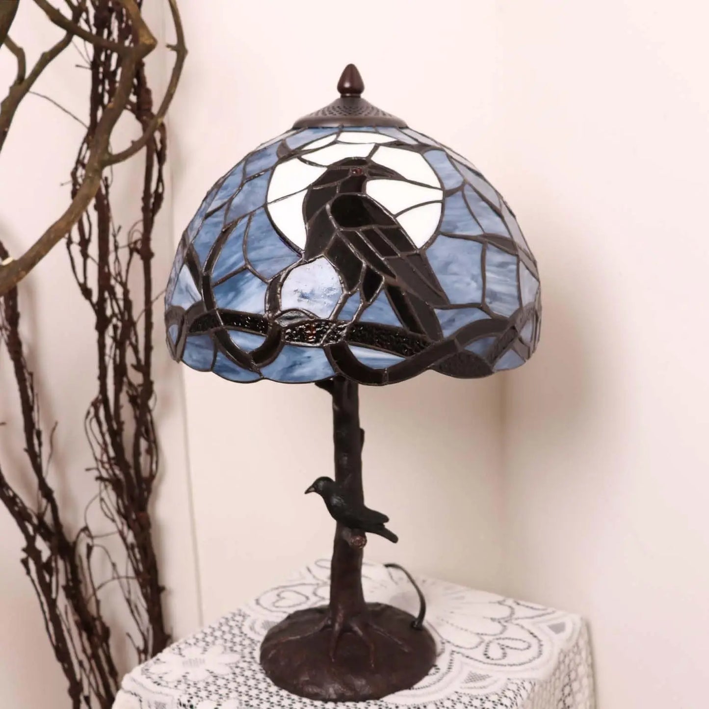 Table Lamp Stained Glass Home Decor Accent Light Modern