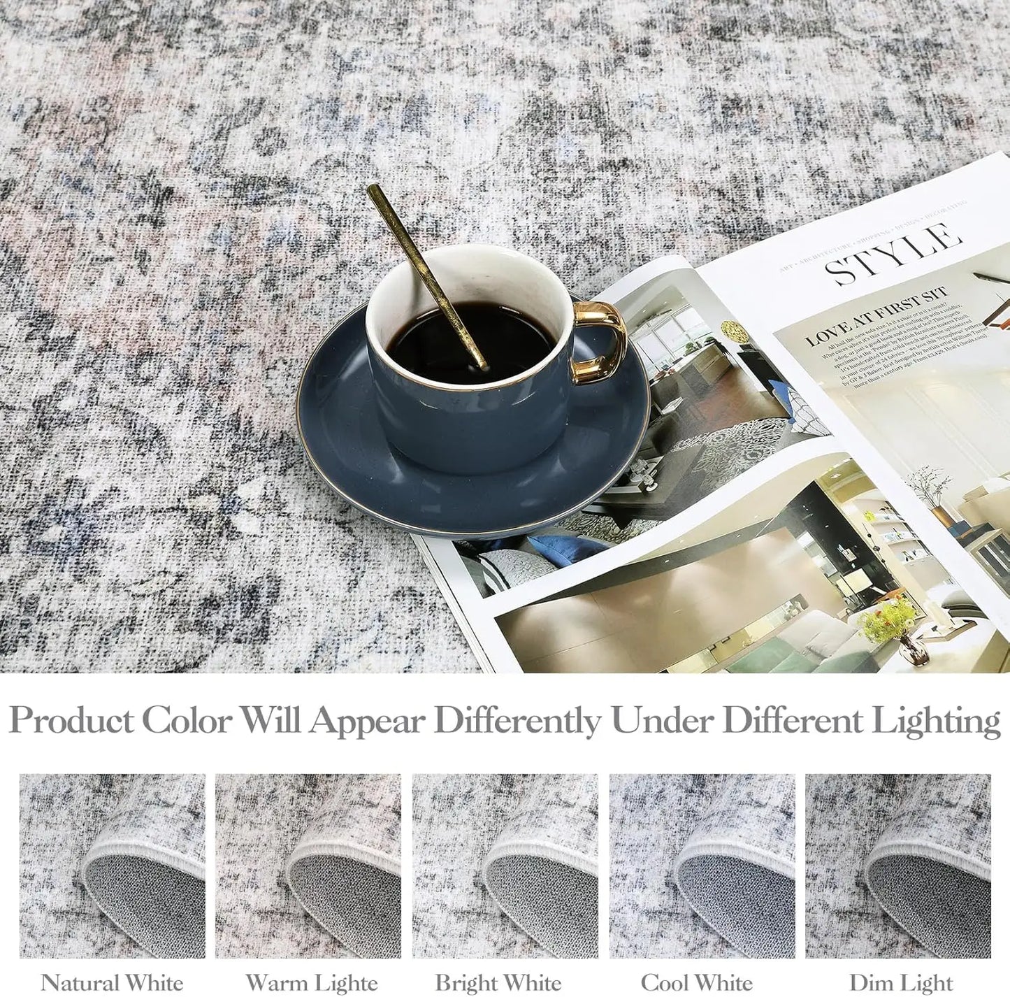 TWISTER.CK Washable Stain-Resistant Area Rug With Non-Slip Backing