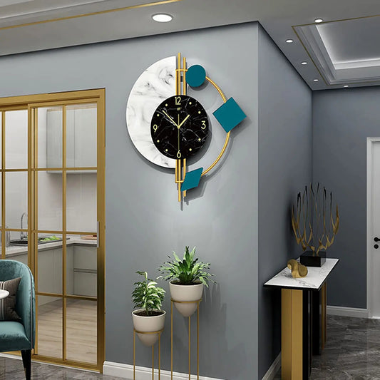 Wall Clock Marble Nordic Style Silent Battery Operated