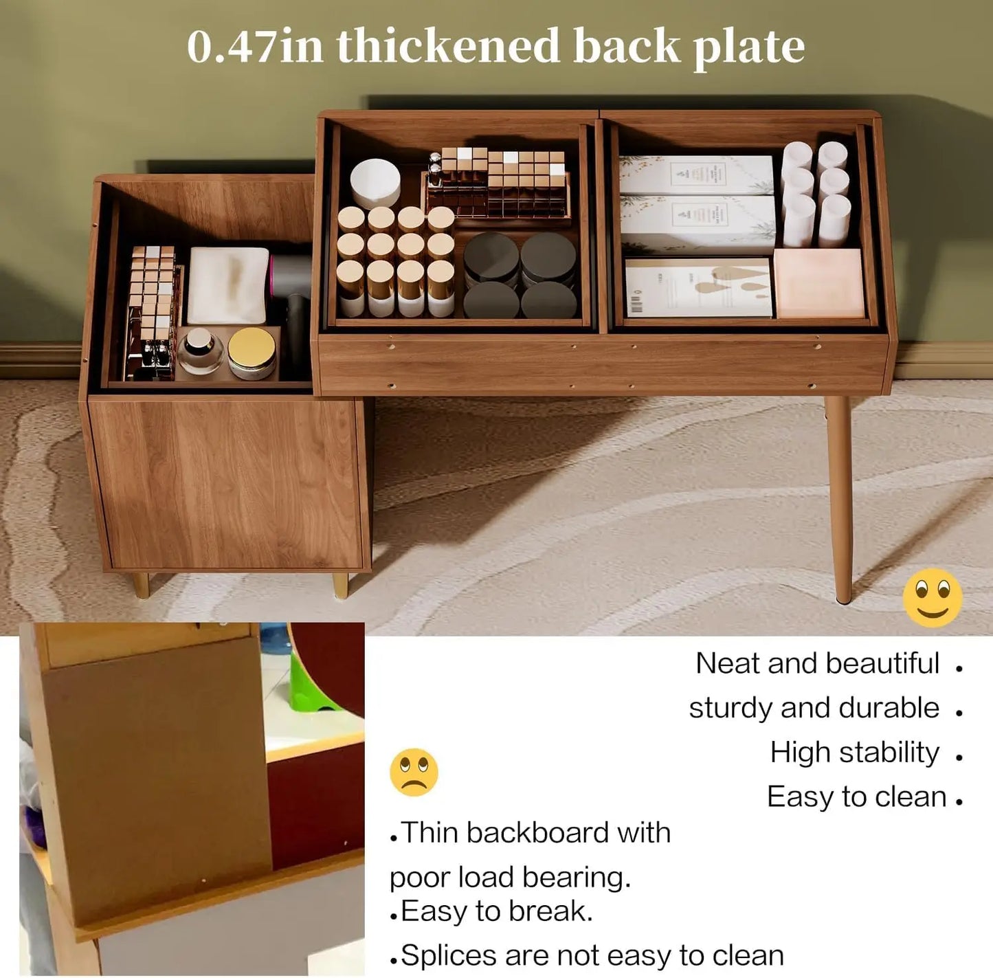 XMSJ Vanity Table With Lighted Mirror And 4 Drawers