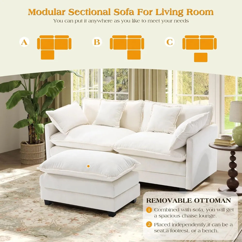 Huanzhuang Sectional Sofa Chenille Fabric Modern L Shaped