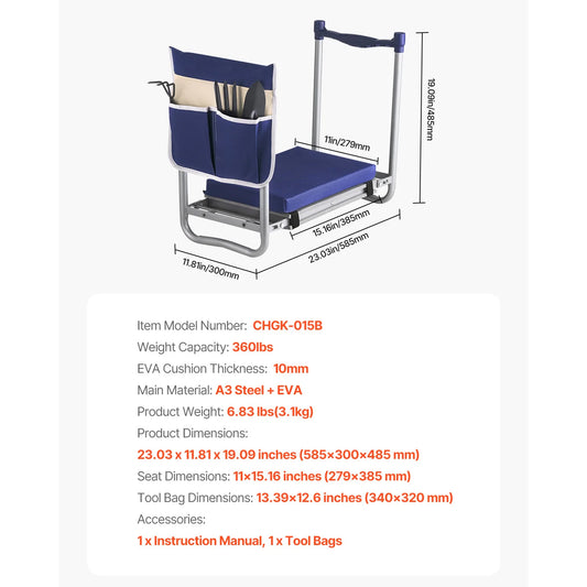 SucceBuy Garden Kneeler And Seat Folding Steel Frame