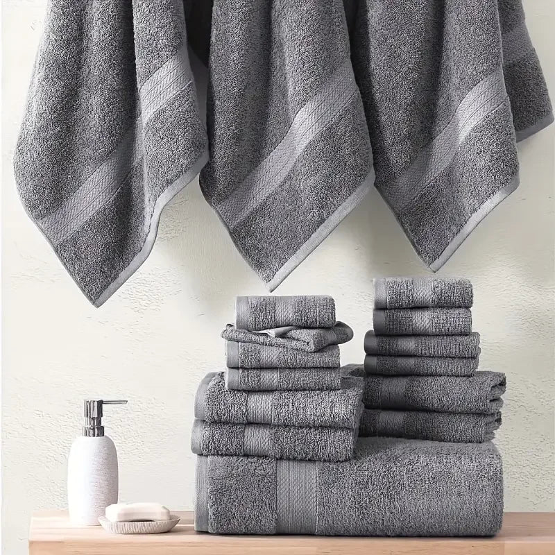12pcs Grey Bath Towel Set, Super Soft Quick-Dry Highly Absorbent Bath Towels with Washcloths & Hand Towels for Shower Hotel Gym