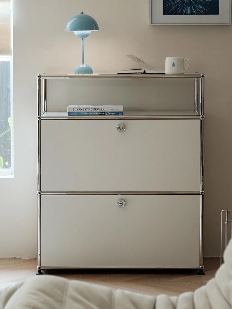 Bigcityfur TV Stand Modern Stainless Steel Storage Cabinet