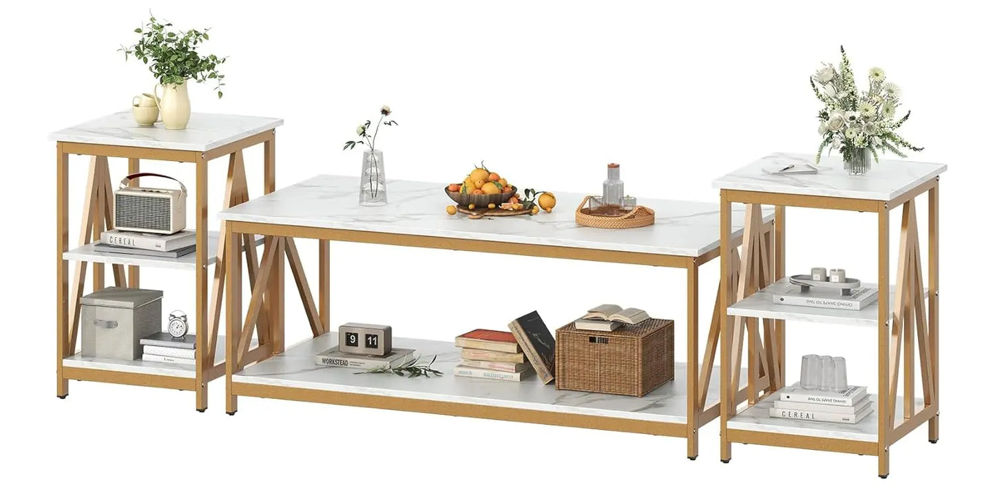 Coffee Table Set Industrial X-Design For Living Room