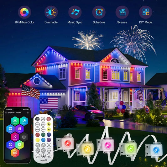 MIMIRG Outdoor RGBIC LED String Lights with App Control