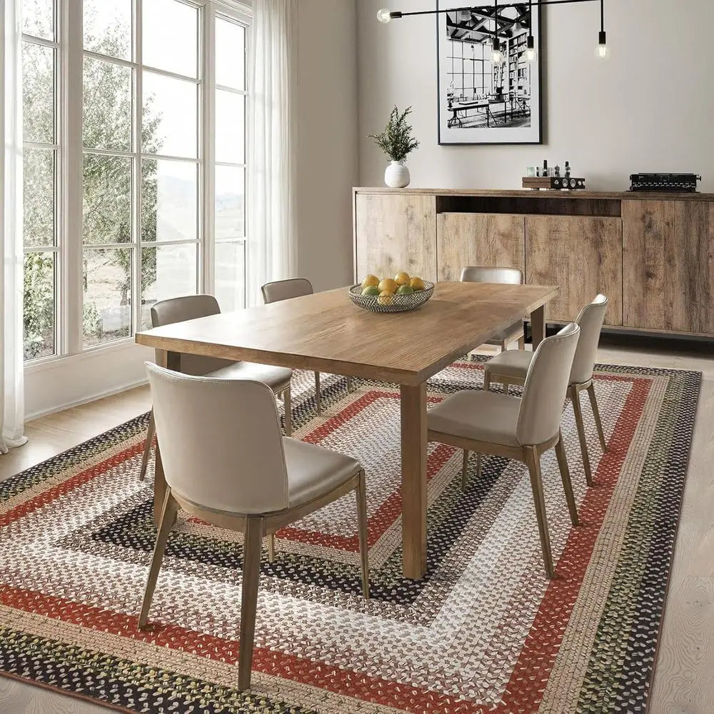 Rug Machine Washable Plaid Jacquard Living Room Decor