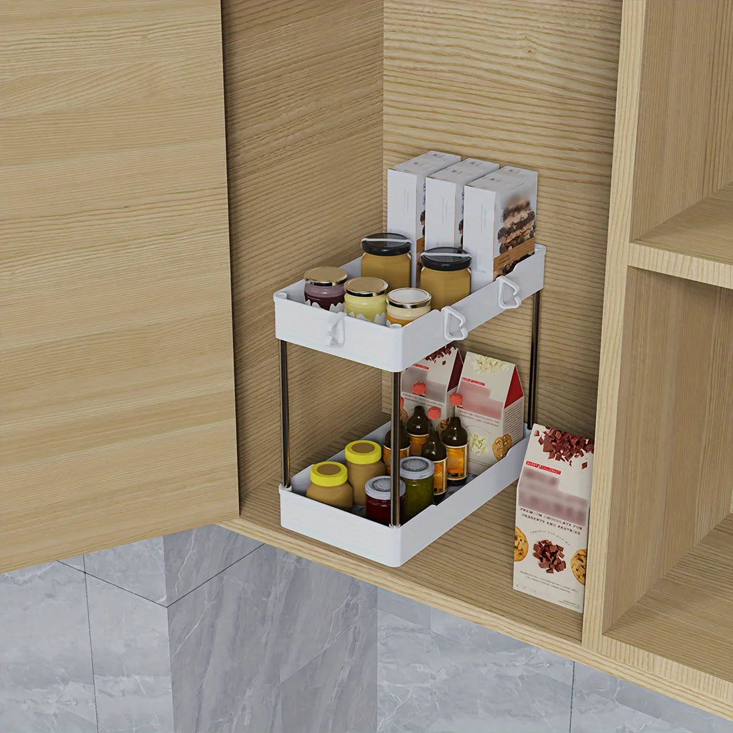 Under Sink Organizer Double-Tier Plastic Storage Rack