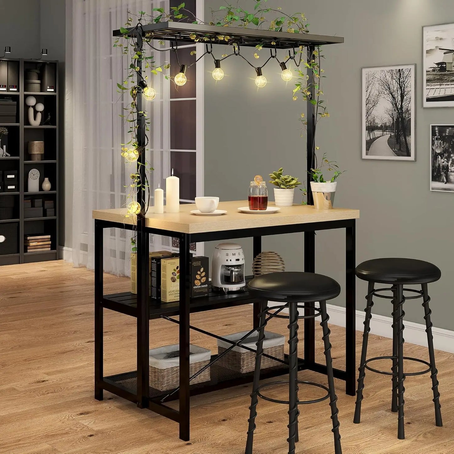 HiMISS Kitchen Island With Storage And Power Outlets