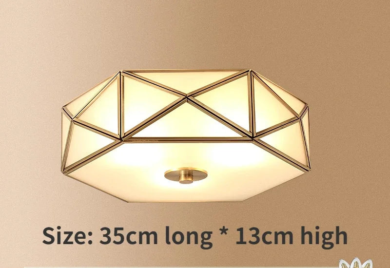 Enerlord LED Ceiling Light Real Brass Frosted Glass Foyer Lamp