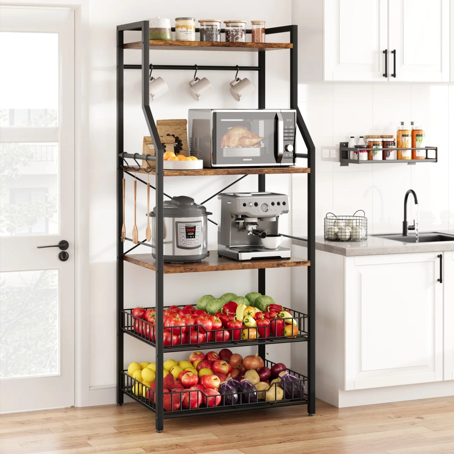 HiMISS Baker's Rack Industrial Microwave Stand Kitchen Storage
