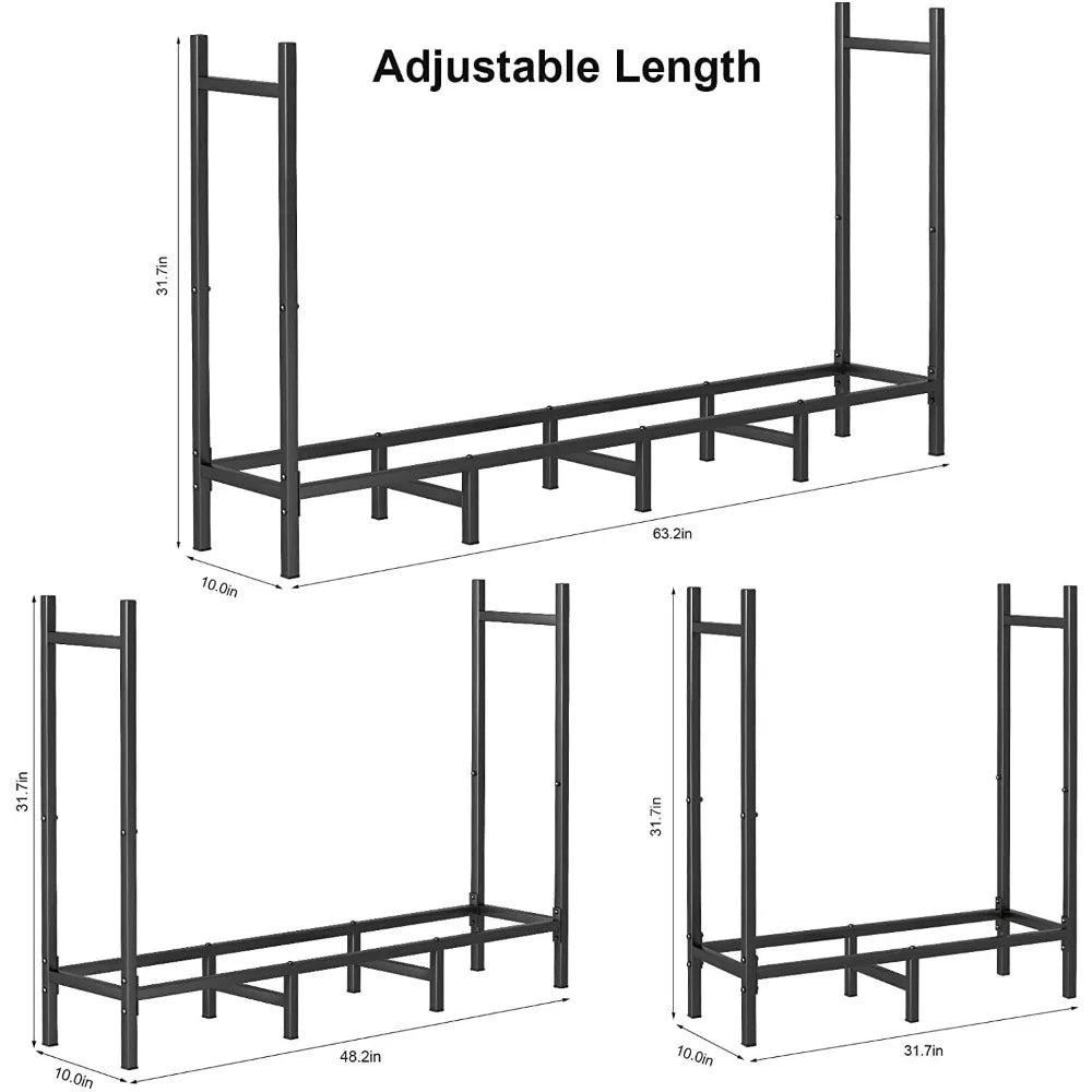 Firewood Rack Heavy Duty Metal Log Stacker Stand Outdoor
