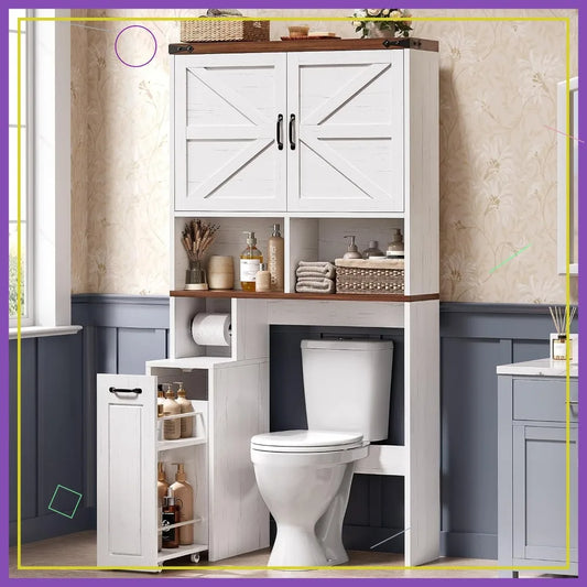 Over-Toilet Storage Cabinet With Pulley For Bathroom Organization