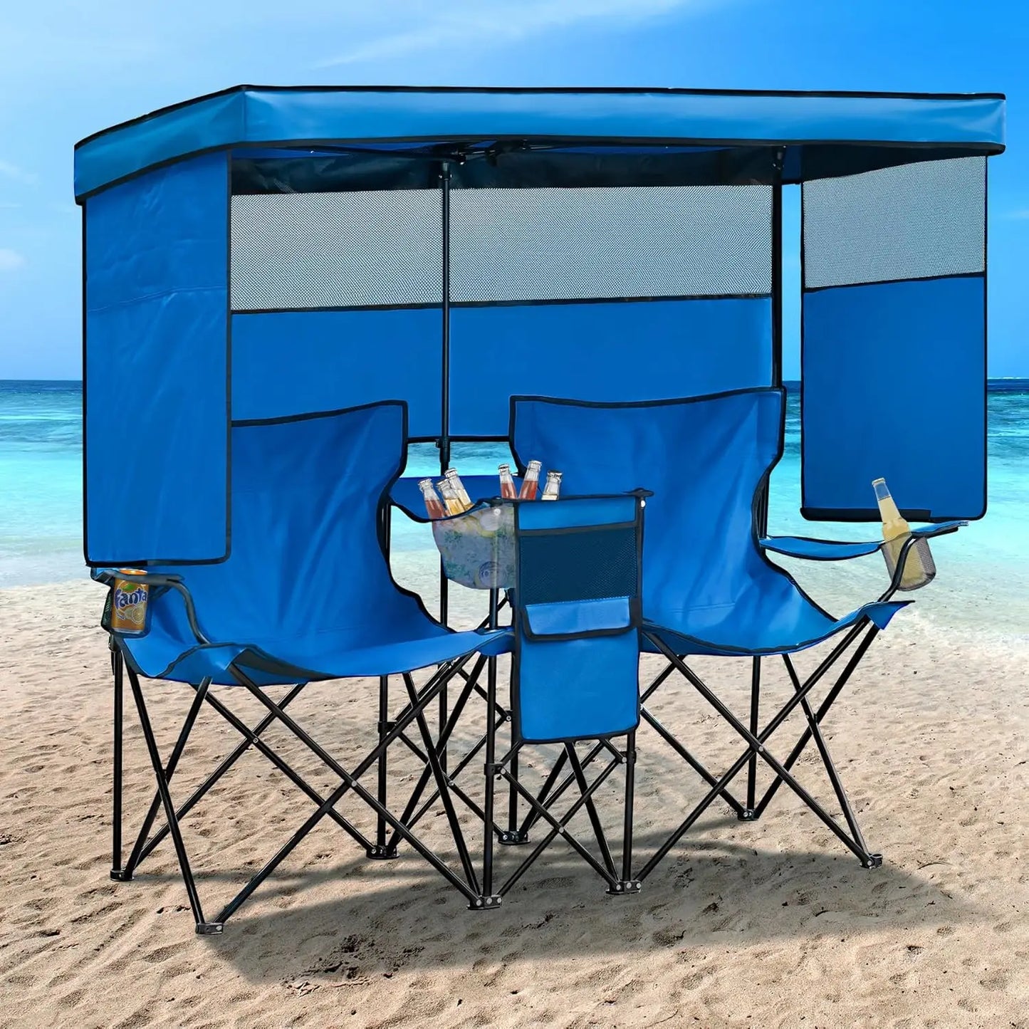 Beach Chair With Canopy Shade Folding Outdoor Heavy Duty