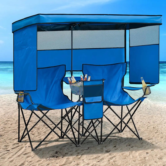 Beach Chair With Canopy Shade Folding Outdoor Heavy Duty