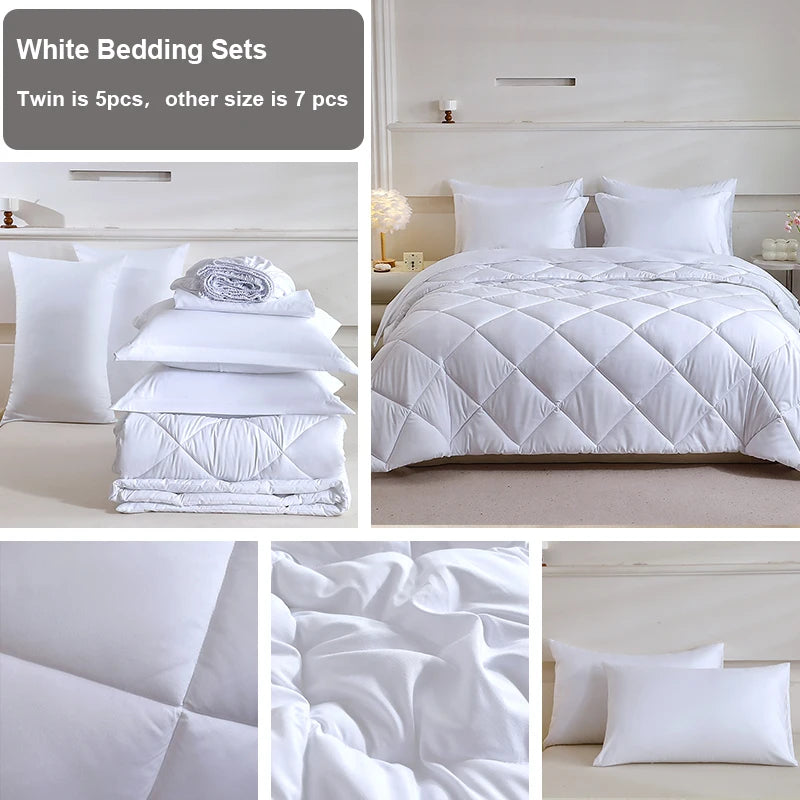 EasYum Bedding Set 7-Piece Brushed 100% Polyester Solid