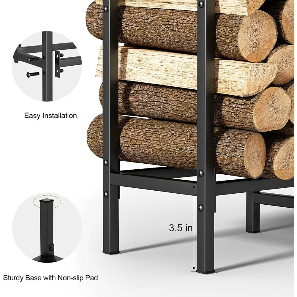 Firewood Rack Heavy Duty Metal Log Stacker Stand Outdoor
