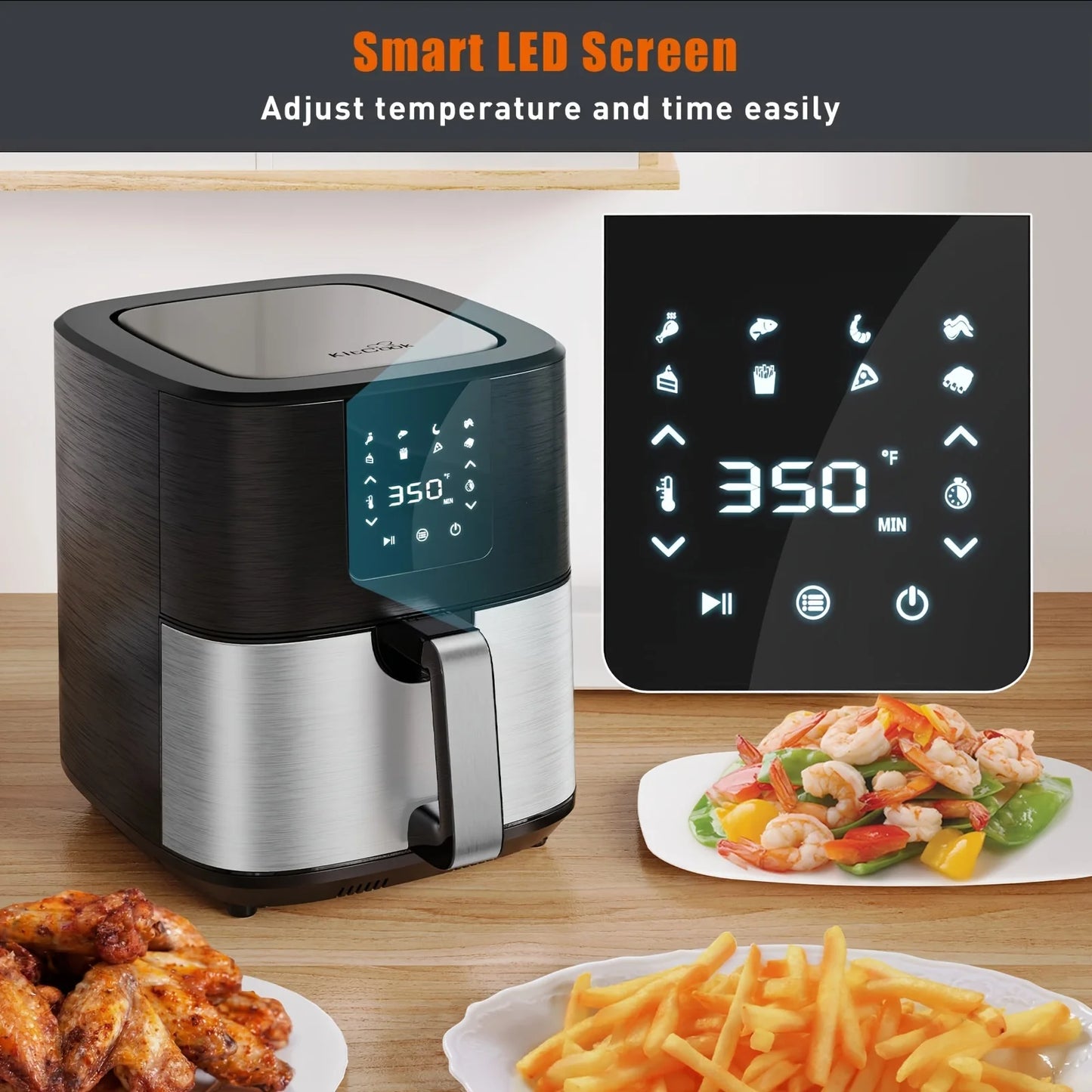 KitCook Air Fryer 1500W With 8 Presets Digital Touch Screen