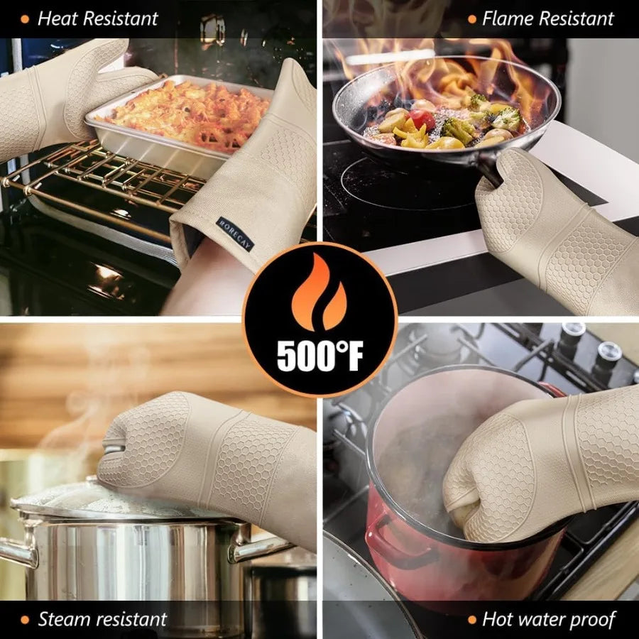 Craft Of Weaving Oven Mitts Set Silicone Heat Resistant