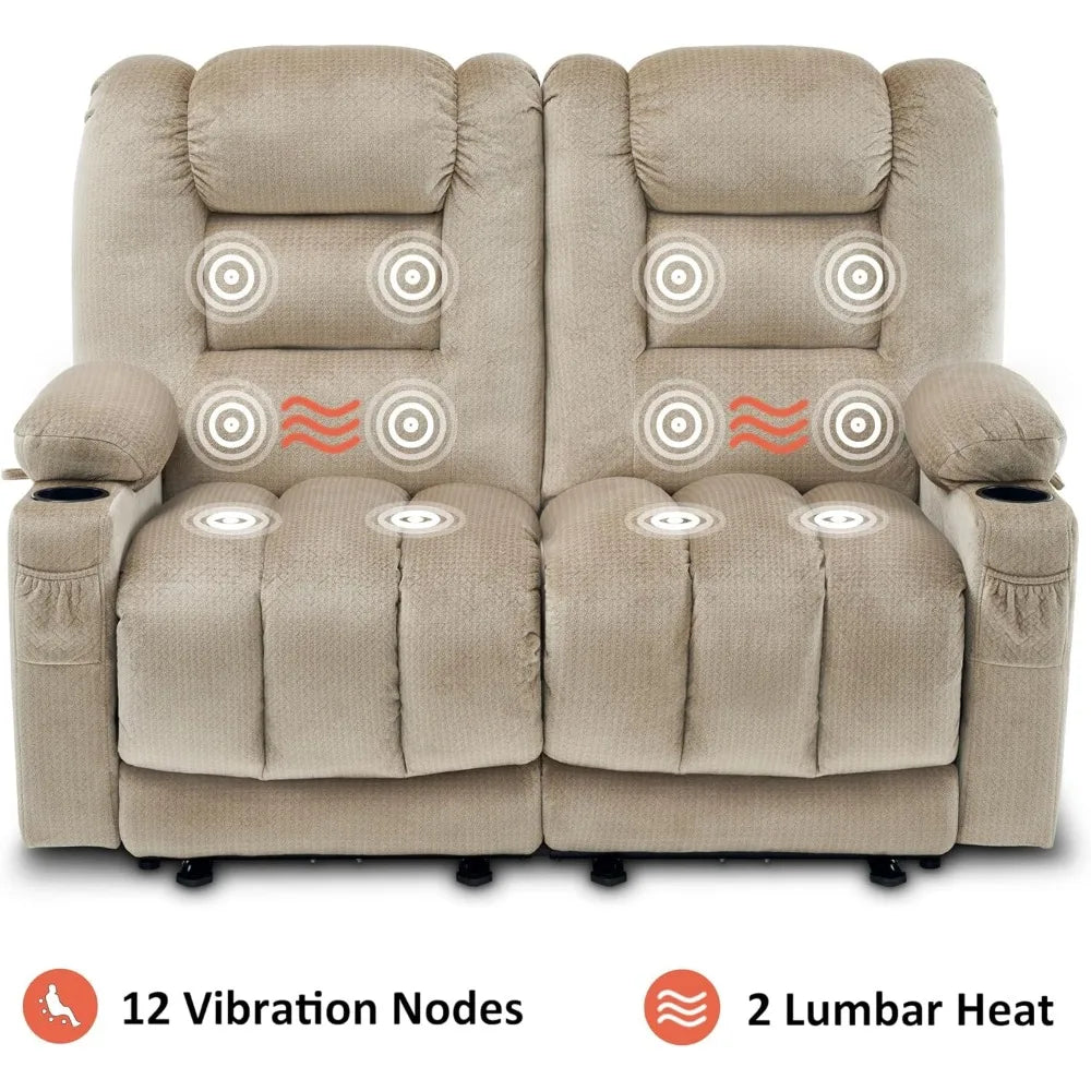 DAFIFY Power Loveseat Recliner With Heat And Vibration