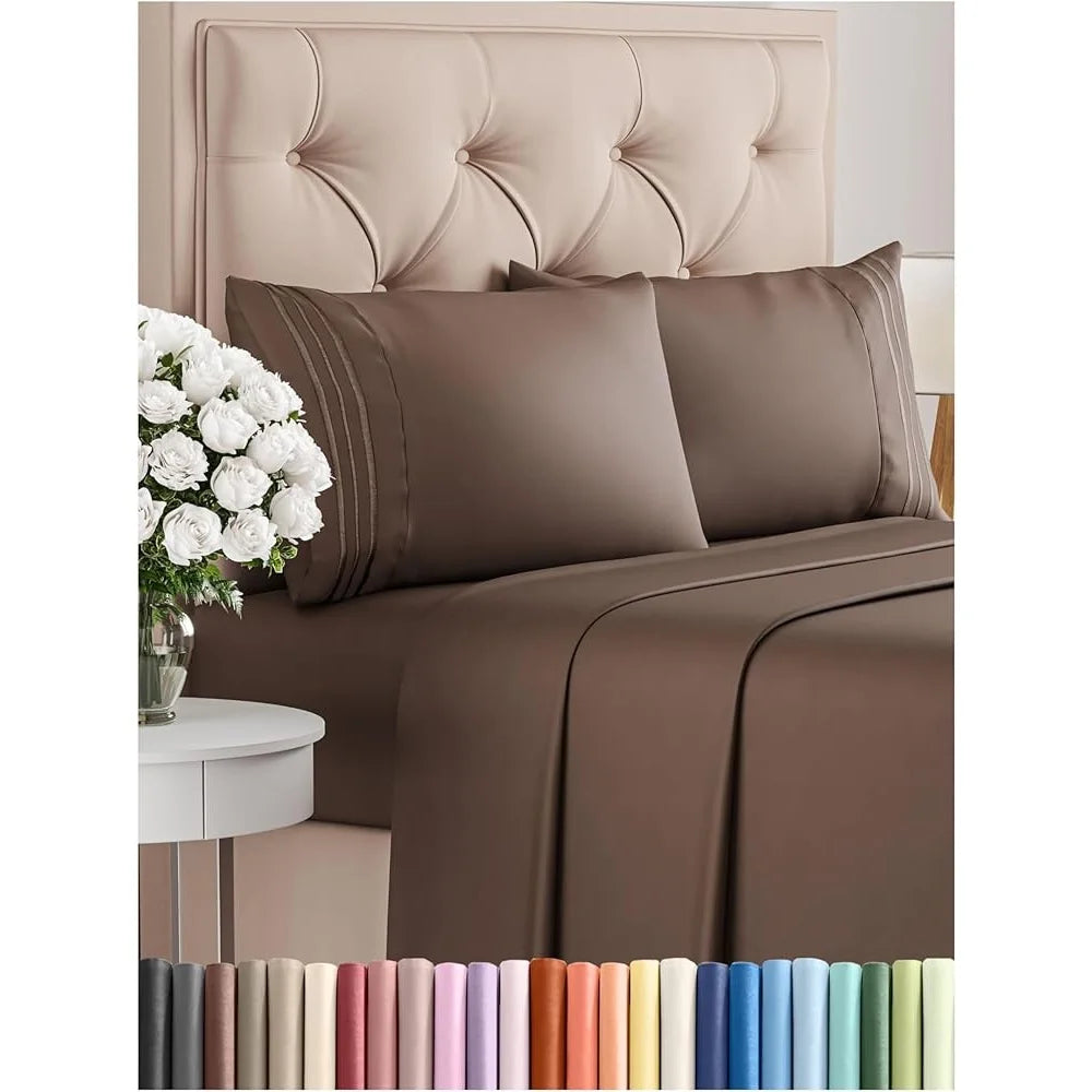DUTRIEUXCN Bed Sheets Set 4-Piece Microfiber Breathable Cooling
