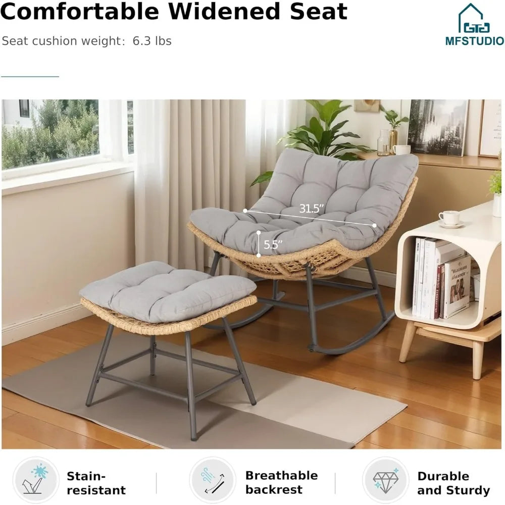 Outdoor Egg Chair With Ottoman For Patio Lounge Seating