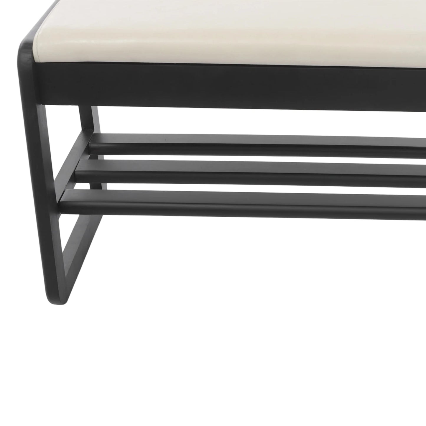 CNCEST Shoe Rack Bench With Cushion Upholstered Rubber Wood