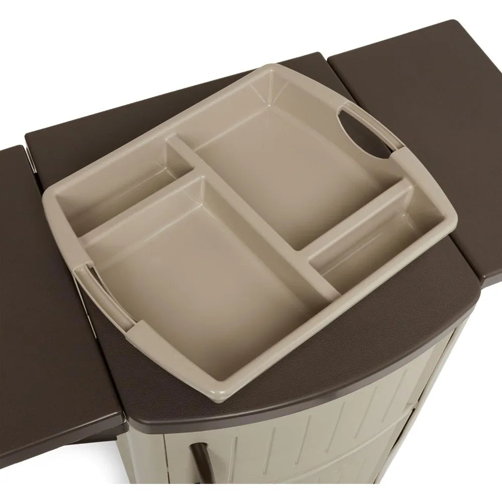 High-Concerned Serving Station Patio Cabinet With Wheels