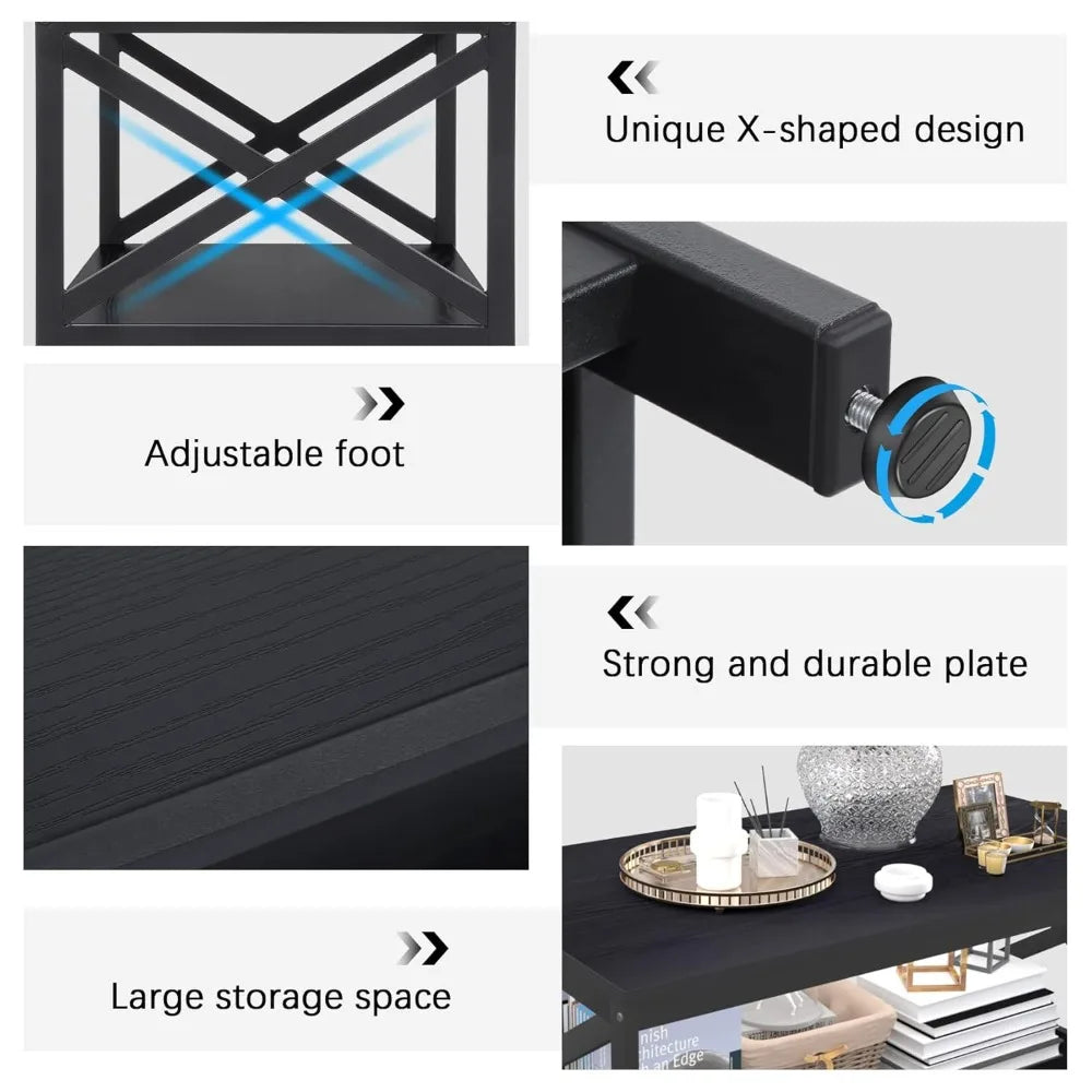 Coffee Table Set Industrial X-Design For Living Room