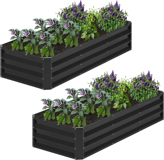 Raised Garden Beds Galvanized Metal Durable Outdoor Planter Boxes