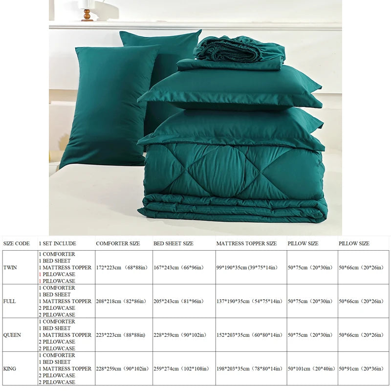 EasYum Bedding Set 7-Piece Brushed 100% Polyester Solid