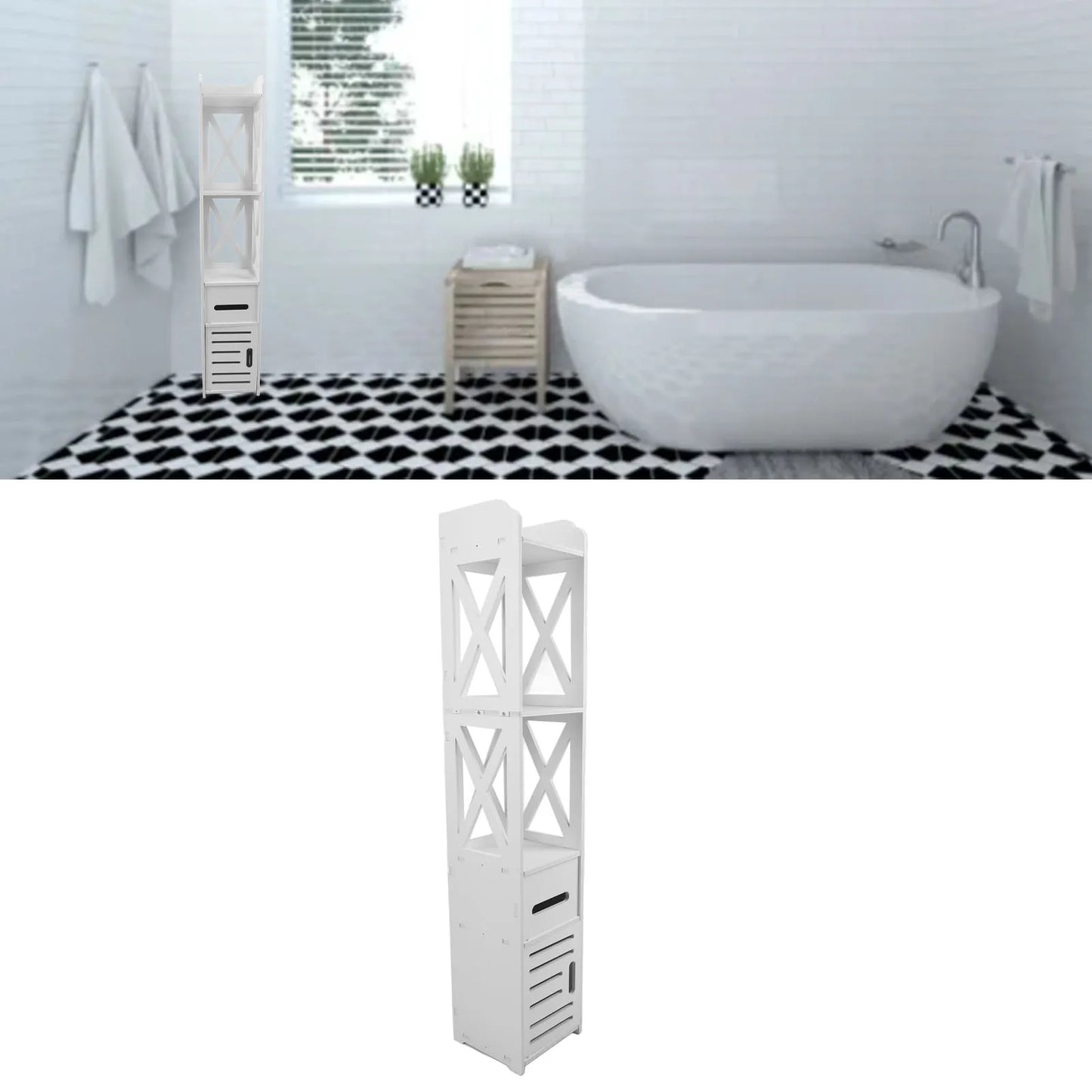 Bathroom Storage Cabinet Slim Corner Organizer With Drawer